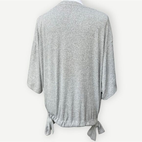 Gap Soft Spun Drop Sleeve Tie Detail Flowy Relaxed Fit Gray Top. Shirt. Medium. - Picture 3 of 7